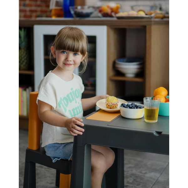 Teggi Graphite/Mustard Multifun 3-in-1 Tafel met Twee Stoeltjes TI-011-172