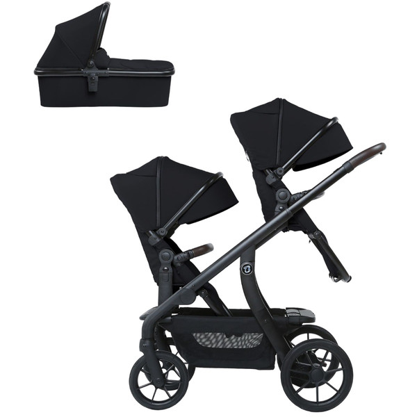 Titaniumbaby Solid Pollux Lush Black Tandem Duowagen met Reiswieg