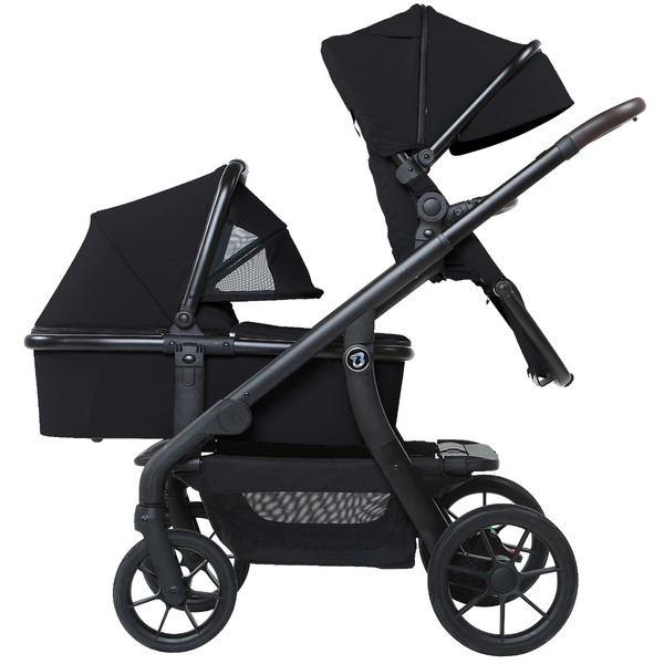 Titaniumbaby Solid Pollux Lush Black Tandem Duowagen met Reiswieg