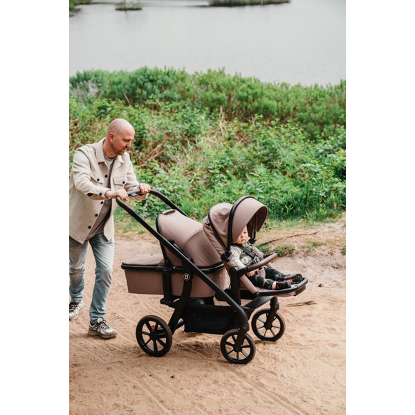 Titaniumbaby Solid Pollux Lush Black Tandem Duowagen met Reiswieg