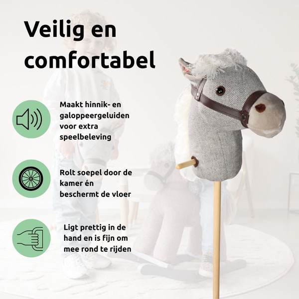Tryco Milo Grijs Stokpaard met Geluid