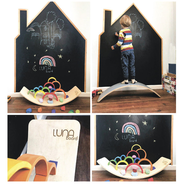 Luna Toys Houten Balansbord met Grijs Vilt LU-37001