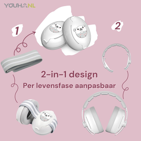 Youha Roze 0-4 jaar 2-in-1 Gehoorbeschermer YH-Groze