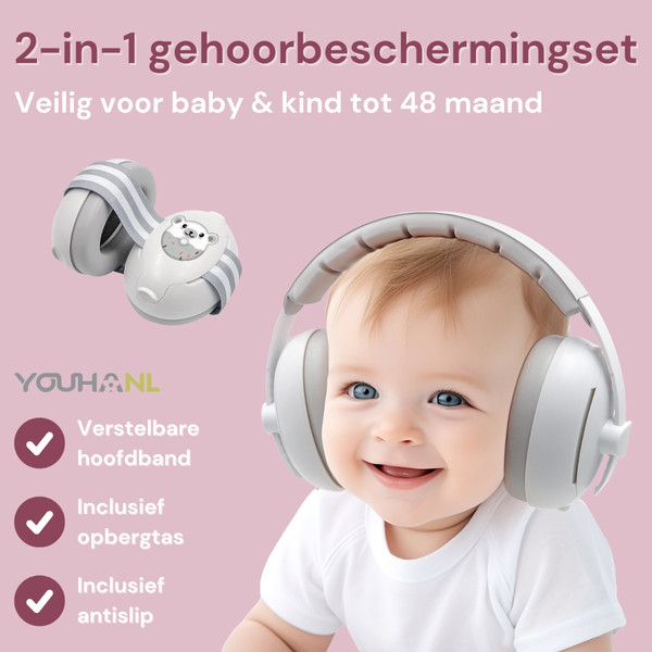 Youha Roze 0-4 jaar 2-in-1 Gehoorbeschermer YH-Groze