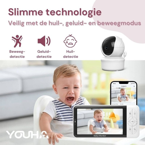 Youha Beeldbabyfoon met Camera en App YH-BF