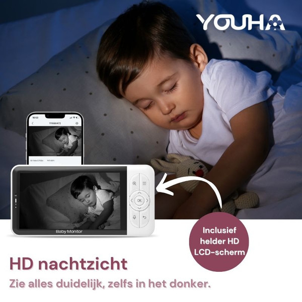 Youha Beeldbabyfoon met Camera en App YH-BF