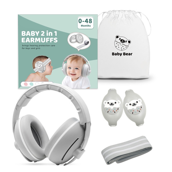 Youha Grijs 0-4 jaar 2-in-1 Gehoorbeschermer YH-Ggrijs