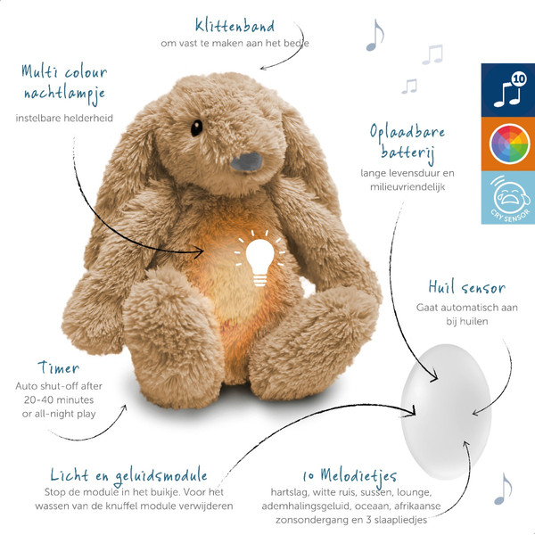 Zazu Ro het Konijn Beige Knuffel met Nachtlampje ZA-RO-01