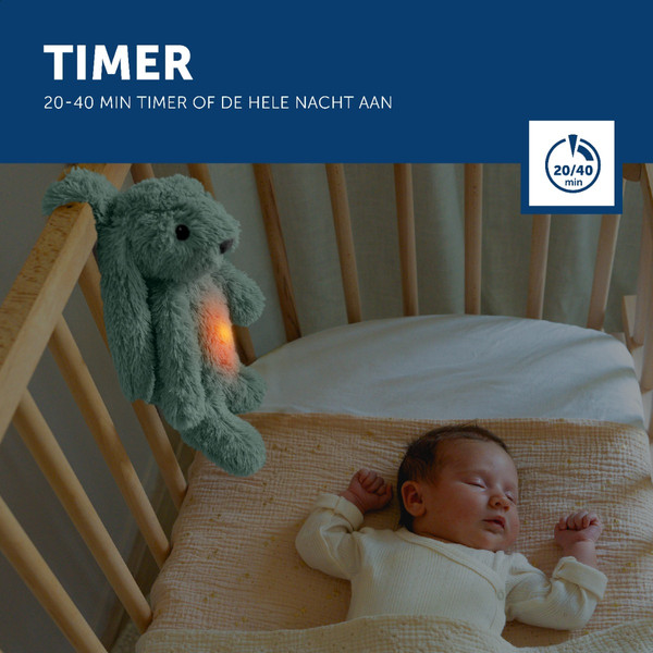 Zazu Ro het Konijn Green Knuffel met Nachtlampje ZA-RO-02