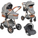 Cangaroo Alma Dark Grey 3-in-1 Combi Kinderwagen incl. i-Size Autostoel