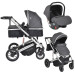 Cangaroo Thira Grey 3-in-1 Combi Kinderwagen incl. Autostoel