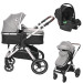 Lorelli Viola Opaline Grey 3-in-1 Combi Kinderwagen incl. Spirit Autostoel