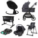 Set MamaLoes Bodi Zwart/Zwart: Kinderwagen, Autostoel, Base, Wieg, Schommel & Stoel