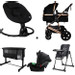 Set MamaLoes Marly Rose/Zwart: Kinderwagen, Autostoel, Wieg, Schommel en Stoel