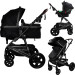 Set MamaLoes Marly Zwart/Beige: Kinderwagen, Autostoel, Wieg, Schommel en Stoel