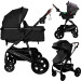 Set MamaLoes Marly Antraciet/Beige: Kinderwagen, Autostoel, Wieg, Schommel en Stoel