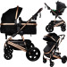 MamaLoes Marly Zwart/Rose 3-in-1 Combi Kinderwagen incl. Autostoel ML050102