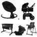 Set MamaLoes Marly Zwart/Zwart: Kinderwagen, Autostoel, Wieg, Schommel en Stoel