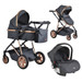 Cangaroo Midas Black 3-in-1 Combi Kinderwagen incl. Autostoel