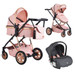 Cangaroo Midas Pink 3-in-1 Combi Kinderwagen incl. Autostoel